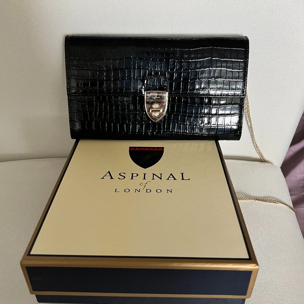 Brand new Aspinal of london mayfair clutch bag  with chain
